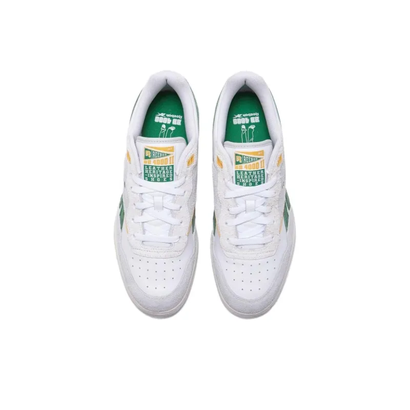 Reebok BB 4000 Anti Slip Wear Resistant Low Top Skateboard Shoes Unisex Gray White Green-4