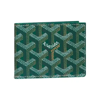 GOYARD Canvas With Calfskin Dog's Teeth Card Holder Wallet Unisex Green