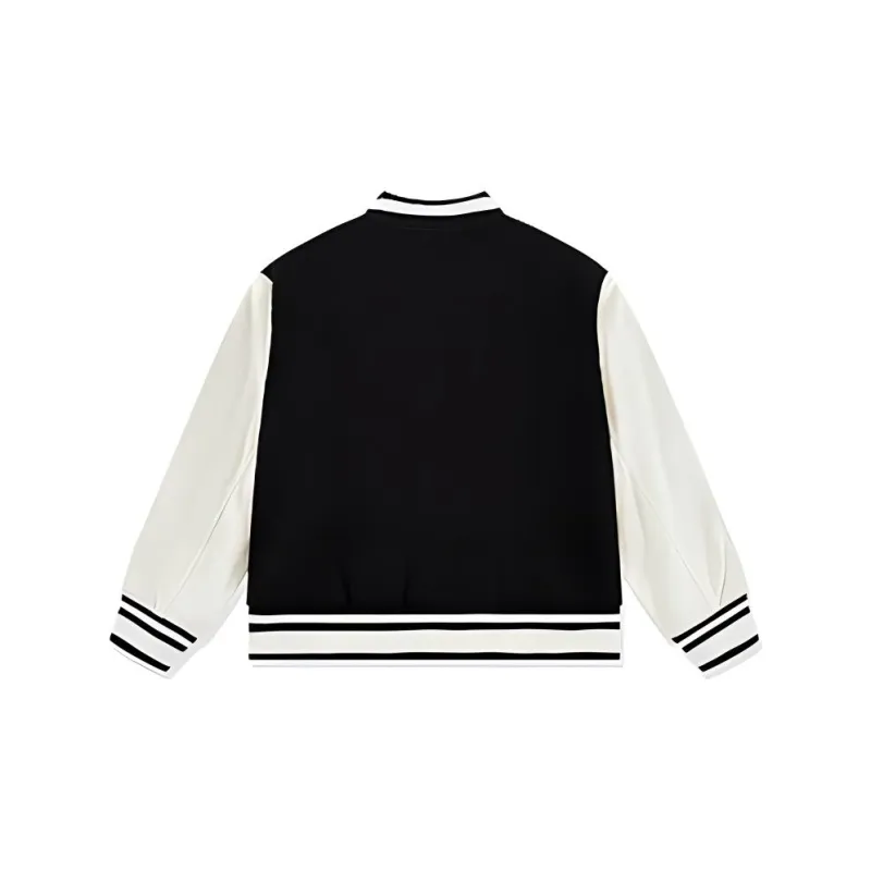 QIAODAN Sports Life Collection Baseball Jacket Men's Black/Cream White-1