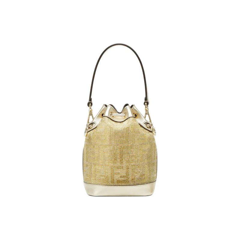 FENDI Mon Tresor Calfskin Bucket Bags One Shoulder Handbags Mini Women's Champagne-2