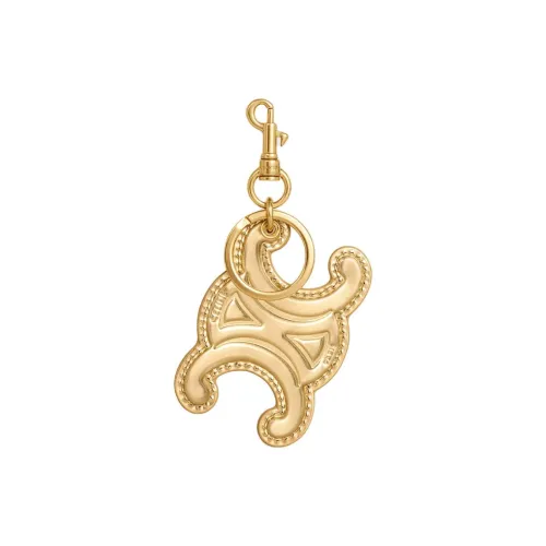 CELINE Calfskin Keychains Women's Gold