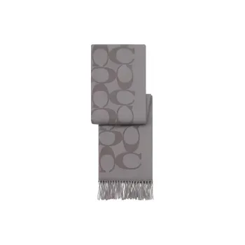 COACH Cashmere Knit Scarves Unisex Gray