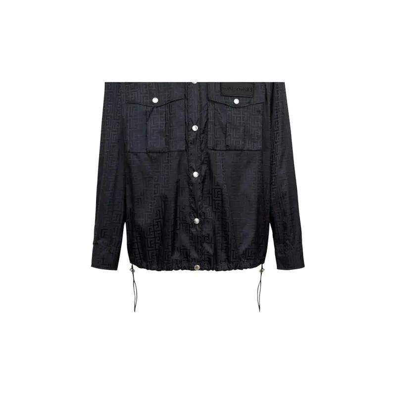 BALMAIN Monogram Overshirt With Velcro Logo-5