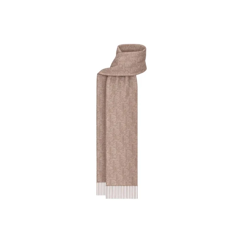 DIOR Cashmere Sheep Wool Knit Scarves Unisex Beige-1