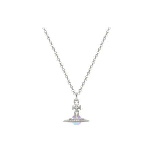 Vivienne Westwood Crystal Metal Gemstone Aurora Ball Pendant Necklace Women
s Silver/Aurora