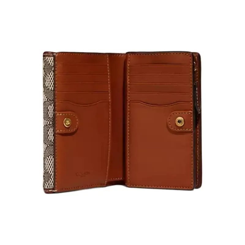COACH Studio Jacquard With Glove Tanned Leather Wallet Mini Women's Brown-2