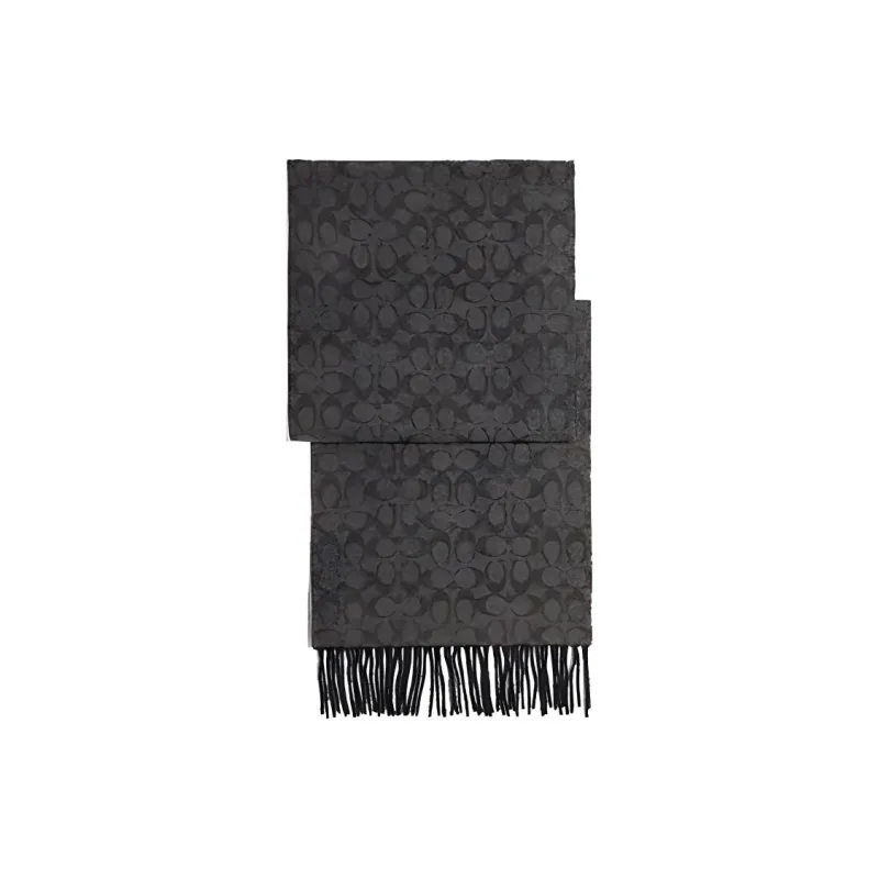 COACH Wool Knit Scarves Men's Black-0