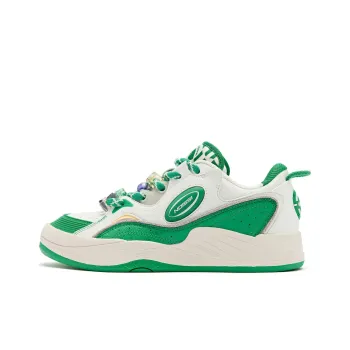 QIAODAN Egg Shoes Cushioning Wear Resistant Low Top Skateboard Shoes Men's White Green