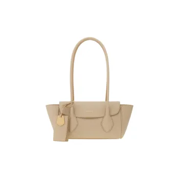 FERRAGAMO Hammered Calfskin Tote Bag, Shopping Bag, Shoulder Bag Trumpets Women's Stone Color