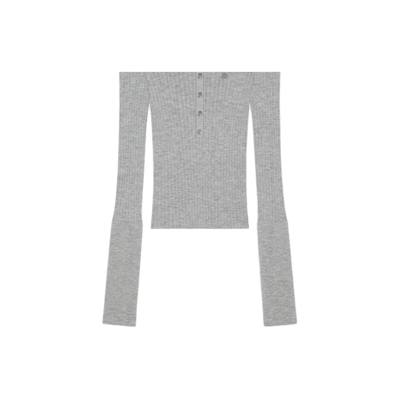 Givenchy Long Sleeve Polo 'Heather Grey'-5