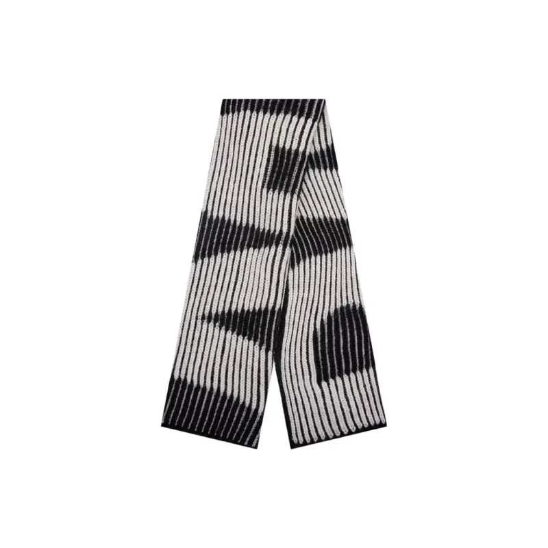 Balenciaga Wool Knit Scarves Women's Black White-1