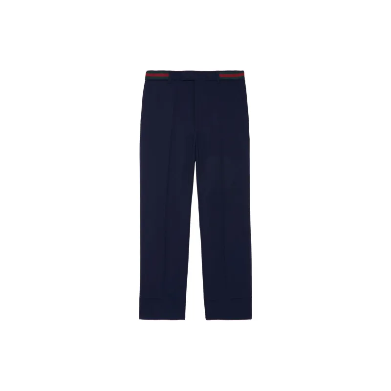 GUCCI Web stripe Trim Cropped Trousers-0