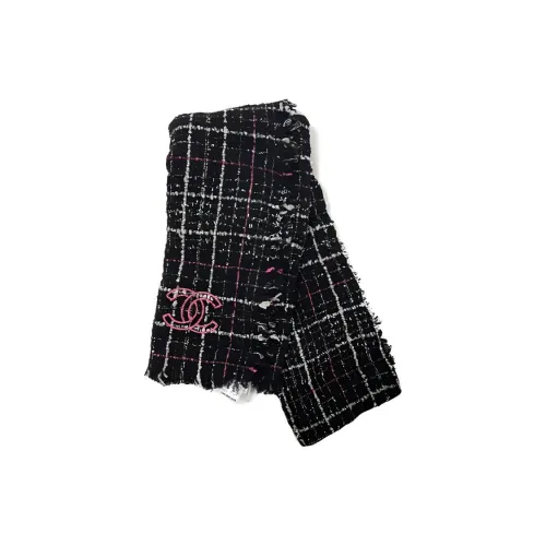 CHANEL Knit Scarves Unisex Black