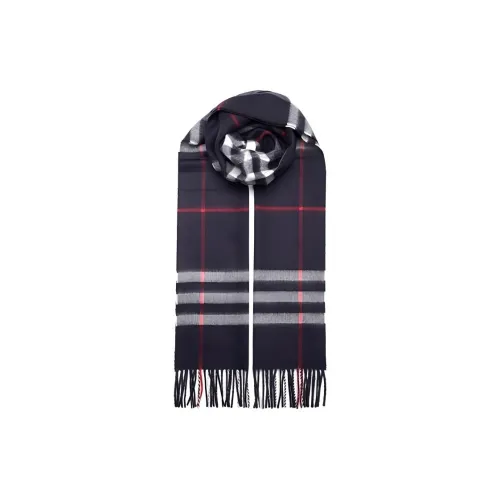 Burberry Cashmere Knit Scarves Unisex Marine Blue