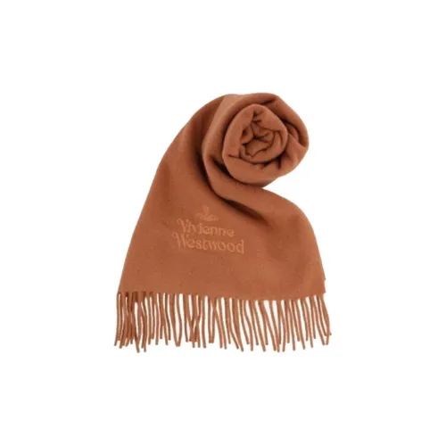 Vivienne Westwood Lambswool Knit Scarves Unisex Cinnamon