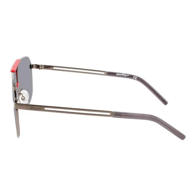 FERRAGAMO Metal Aviator Sunglasses Men's Gray-2