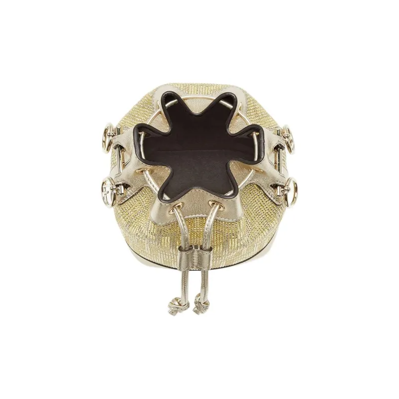 FENDI Mon Tresor Calfskin Bucket Bags One Shoulder Handbags Mini Women's Champagne-3