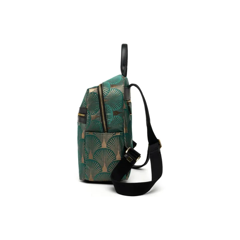 ZOOLER Cow Leather Backpack Medium Size Women's Elegant White/Dunhuang Green/Navy Black-8