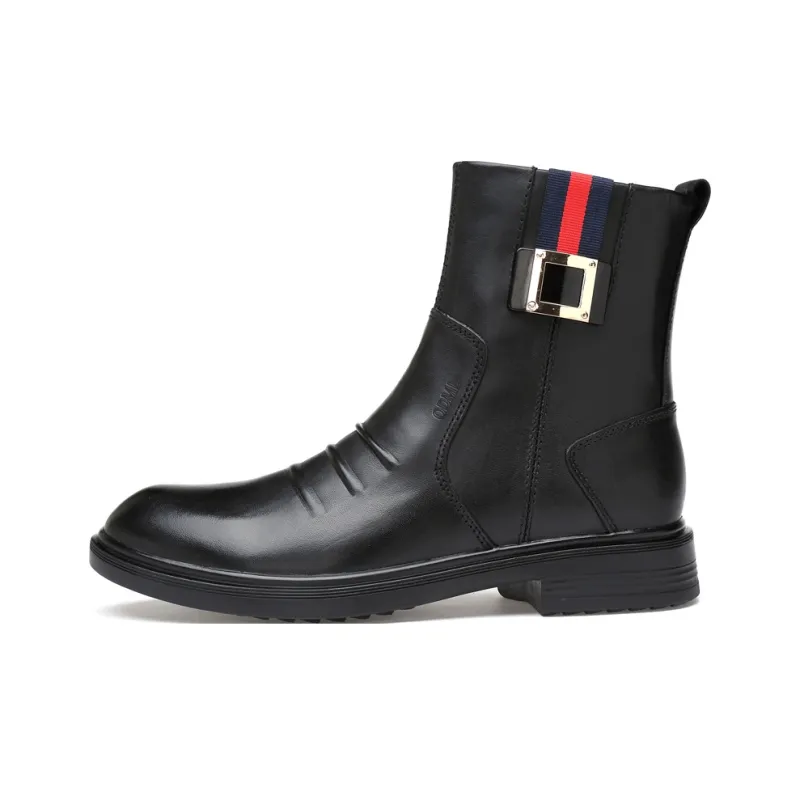 Qiandongmeili Ankle Boots Unisex Black-0