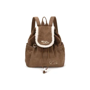 Disney Winnie The Pooh Series Corduroy Backpack Medium Size Women's Brown