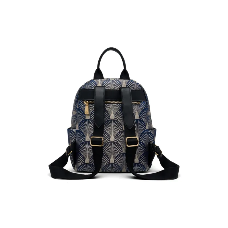 ZOOLER Cow Leather Backpack Medium Size Women's Elegant White/Dunhuang Green/Navy Black-16