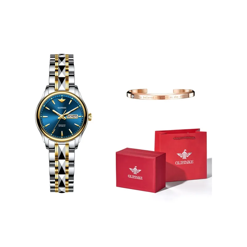 Oupinke Gaias Collection Mechanical Movement Stainless Steel Watchband Watch Women's Watch White Dial-16