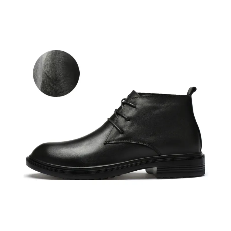 Qiandongmeili Ankle Boots Unisex Black-5
