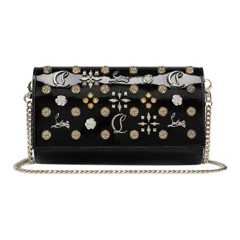 CL LUBOTING Patent Leather Wallet Shoulder Bag Women's Black