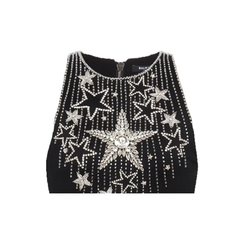 BALMAIN Falling Stars Embroidered Halterneck Mini Dress-4