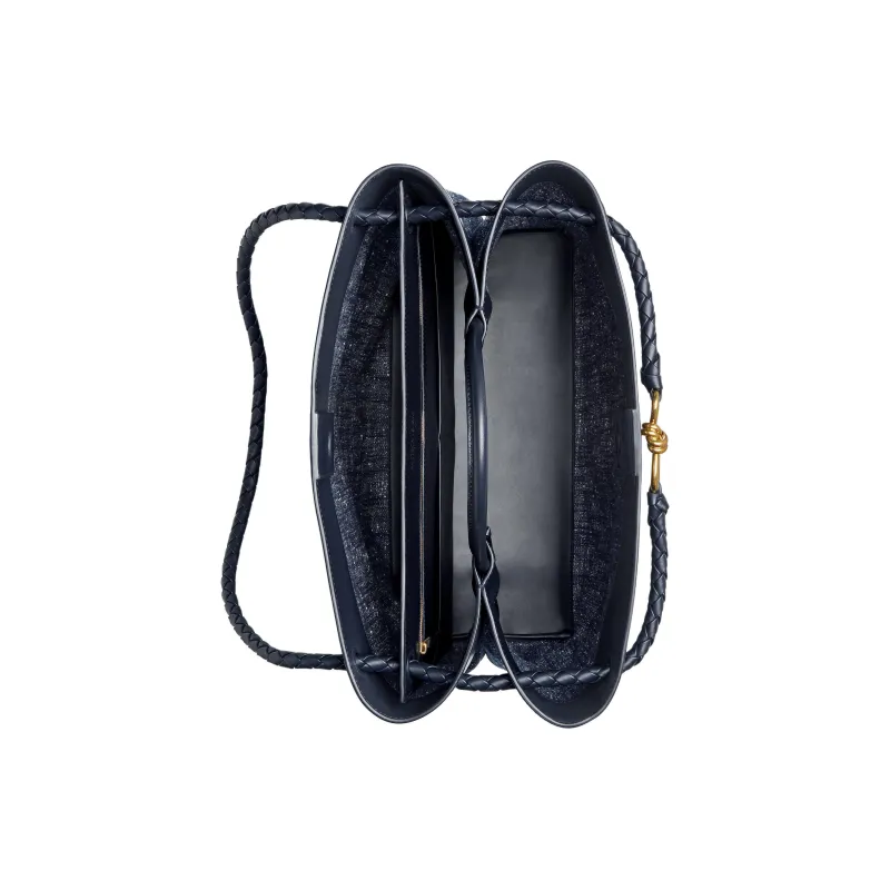 Bottega Veneta Andiamo Series Terry Denim Shoulder Bag, Crossbody Bag, Handbag Tubas Unisex Space Blue-1