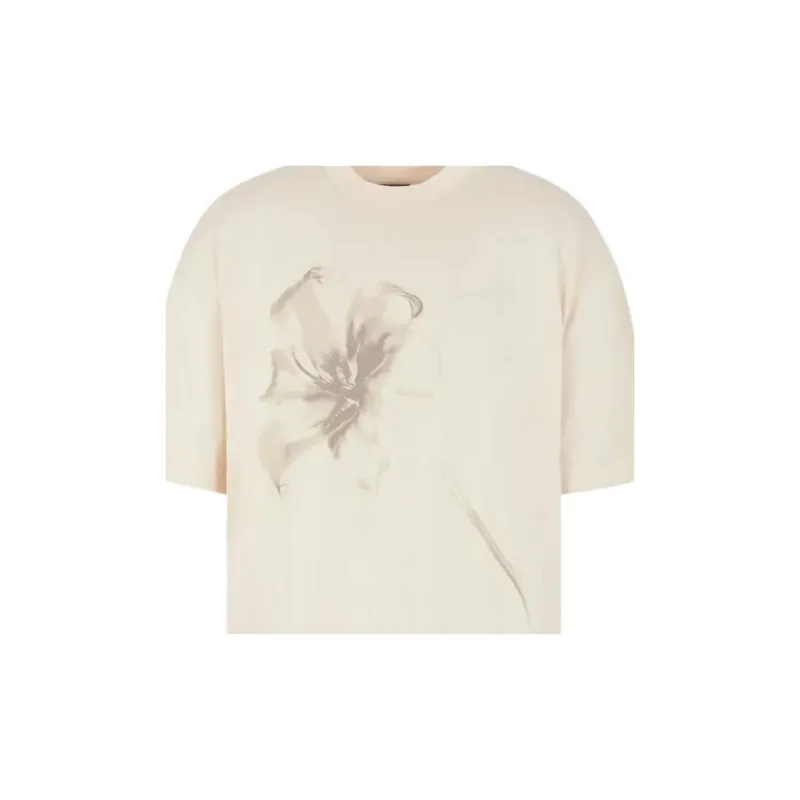 EMPORIO ARMANI Asv Lyocell Blend Jersey Oversized T shirt With Lily Print-4