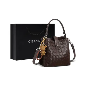 C°BANNER Synthetic Leather One Shoulder Crossbody Handbag, Bucket Bag Regular Women's Wine Coffee