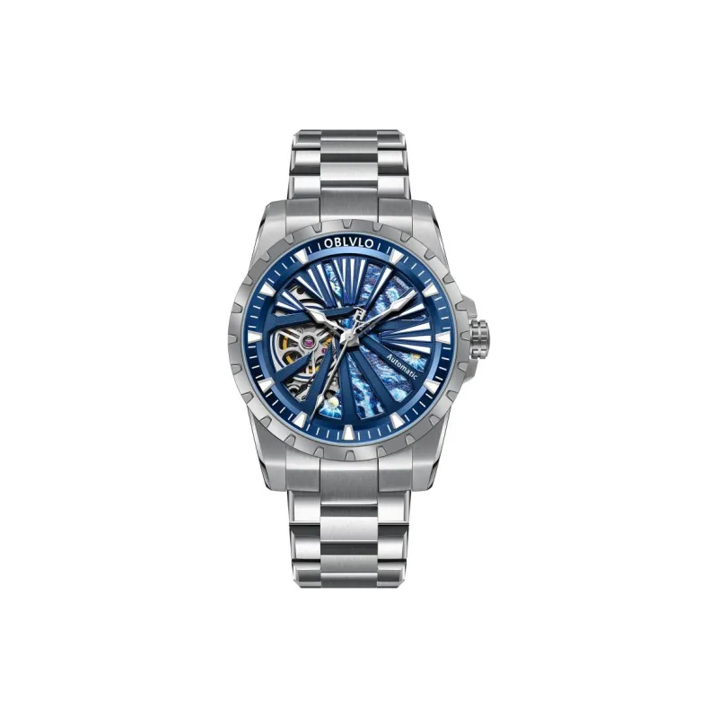 OBLVLO Automatic Mechanical Movement Watch Unisex Gold Dial-15