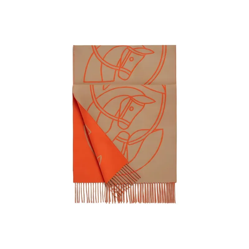 HERMES Casaque Entrelacs Equestres Knit Scarves Women's-0