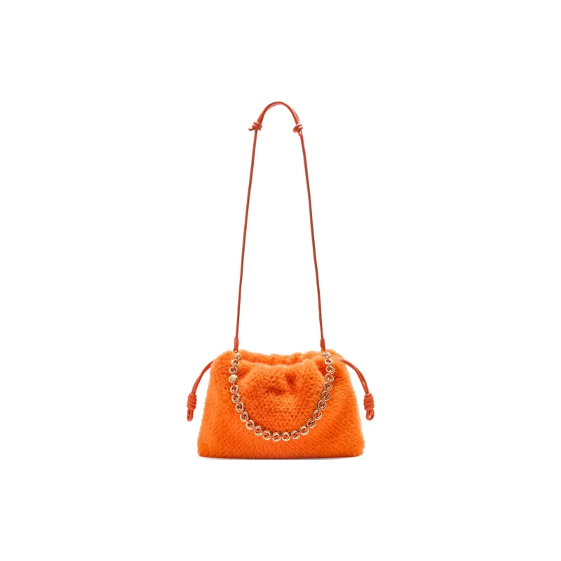 LOEWE Knitted Fabric One Shoulder Handbag Tubas Women's Orange-5