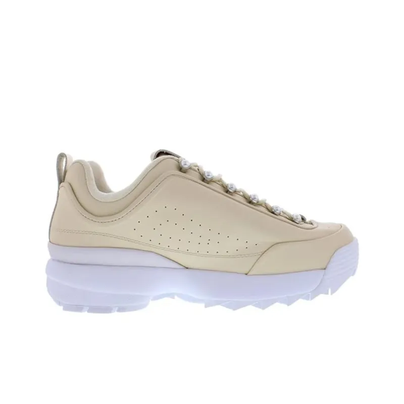 FILA Disruptor Anti Slip Wear Resistant Low Top Running Shoes Women's Ecru-1
