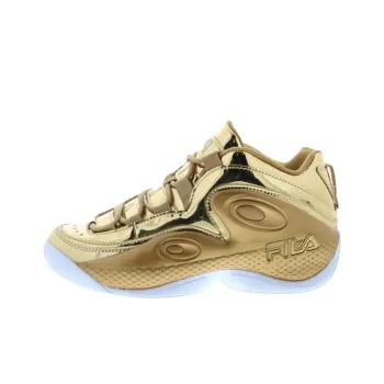 FILA Anti Slip Wear Resistant Mid Top Basketball Shoes Unisex Gold