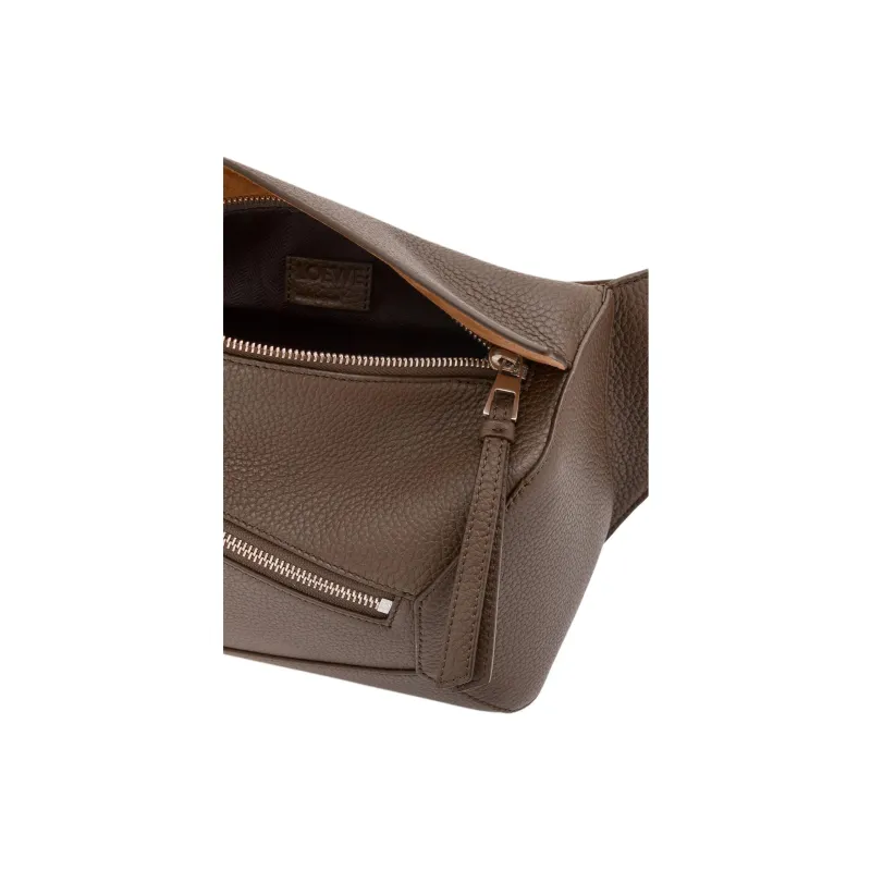 LOEWE Puzzle Grained Calfskin Fanny Pack Small Size Men's Dark Color Cigar Gray-4