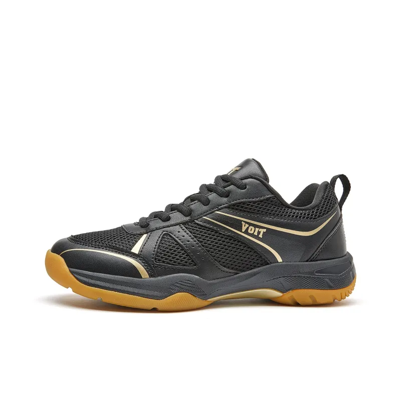 VOIT Cushioning, Breathable, Supportive Low Top Badminton Shoes Unisex Black Gold-0