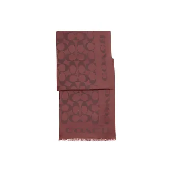 COACH Silk Cotton Scarves Shawl Unisex Burgundy