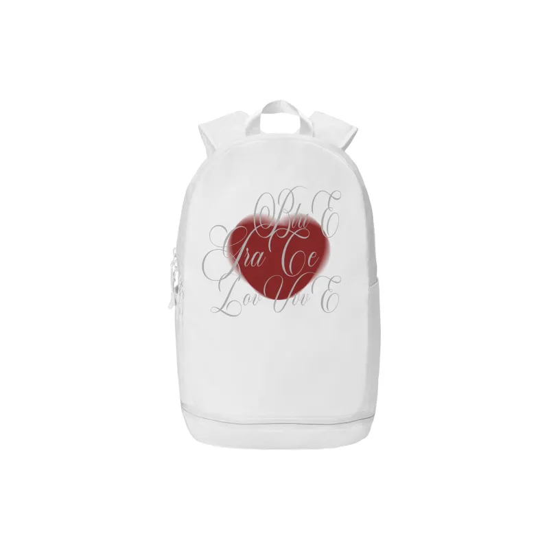 LOVVVVE Nylon Student Backpack Regular Unisex White-0