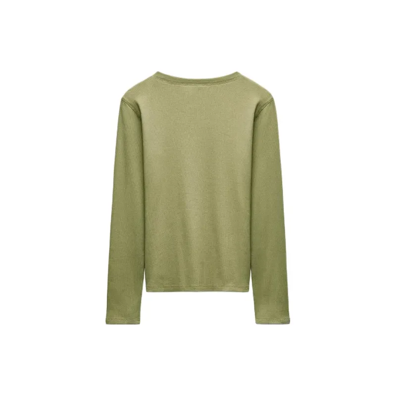 ZARA T Shirt Women's Light Khaki-1