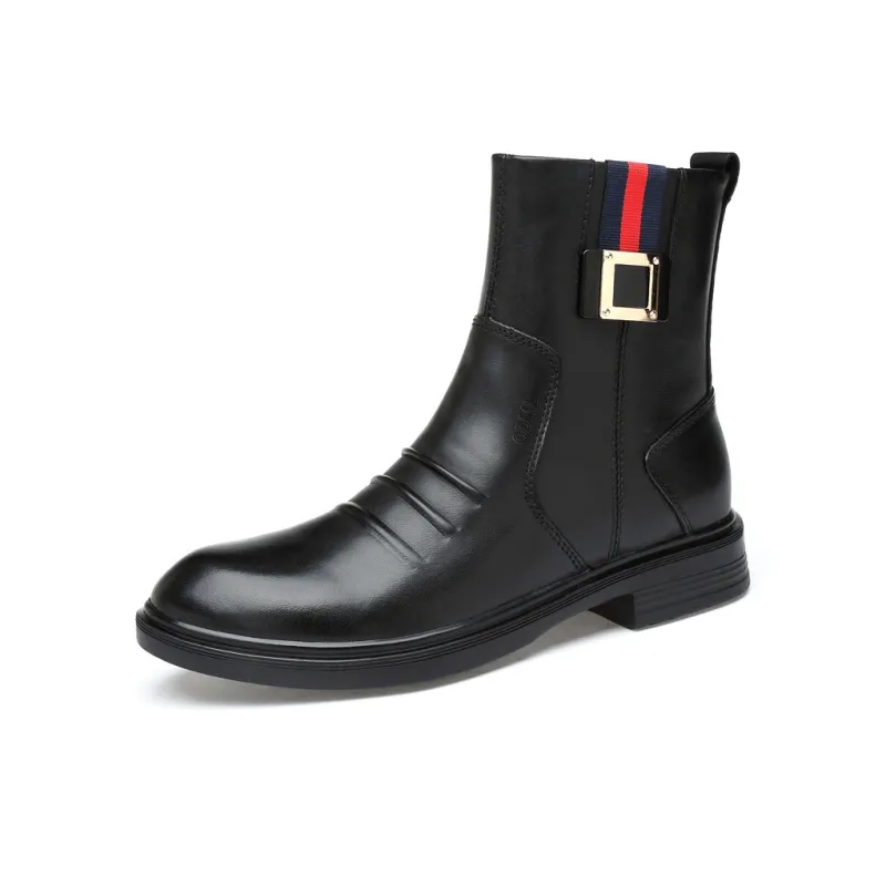 Qiandongmeili Ankle Boots Unisex Black-1