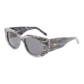 FERRAGAMO Acetate Metal Oval Sunglasses Women's Purple