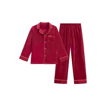Shanghai Story Pajama Set Unisex 2 Piece Set Burgundy