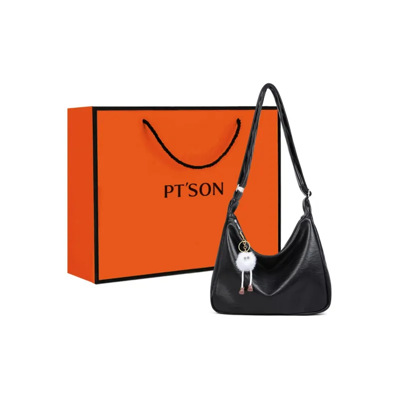 PT'SON Synthetic Leather Underarm Shoulder Bag Regular Women's Coffee/Black-7