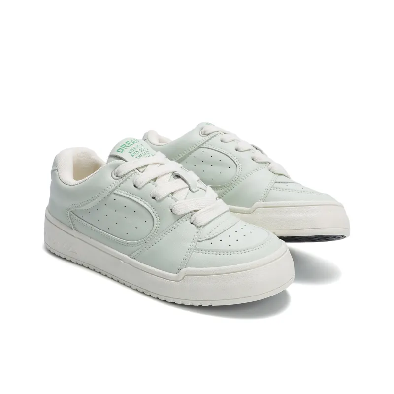 Mengsai Puffy Shoes Low-Top Skateboard Shoes Women's Light Green-1