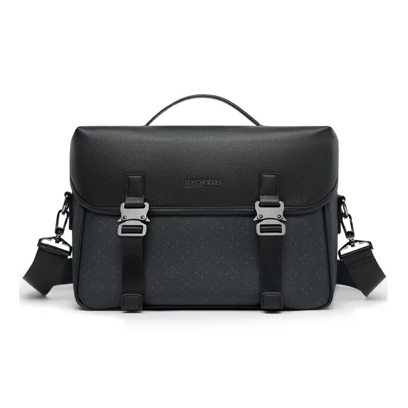SEPTWOLVES Artificial Leather One Shoulder Briefcase Crossbody Bag QPL Regular Unisex Black-0