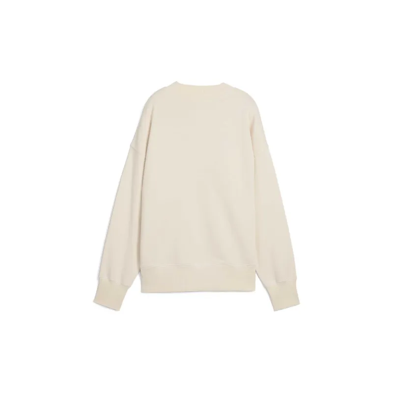 PUMA Sudadera Estampada De Cuello Redondo Sobredimensionada Para Mujer Premium Essentials-1