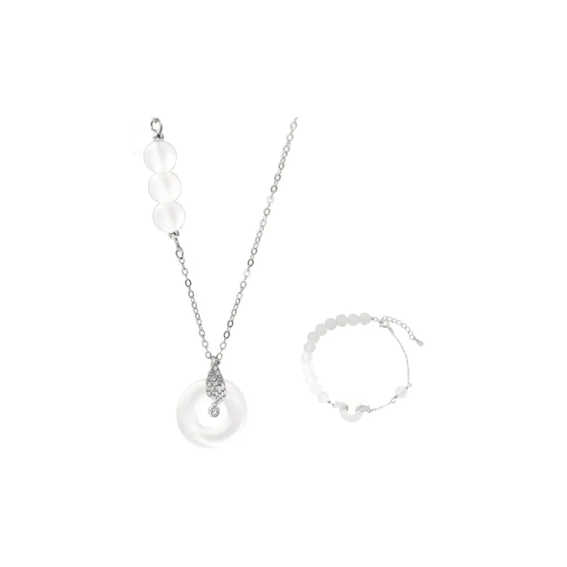 Long Fu Chalcedony Necklaces Women's-0